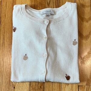 Coffee Mug Cardigan in Cream and Brown